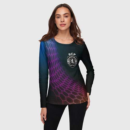 Женский лонгслив Sporting футбольная сетка / 3D-принт – фото 3