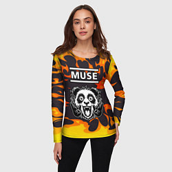 Лонгслив женский Muse рок панда и огонь, цвет: 3D-принт — фото 2