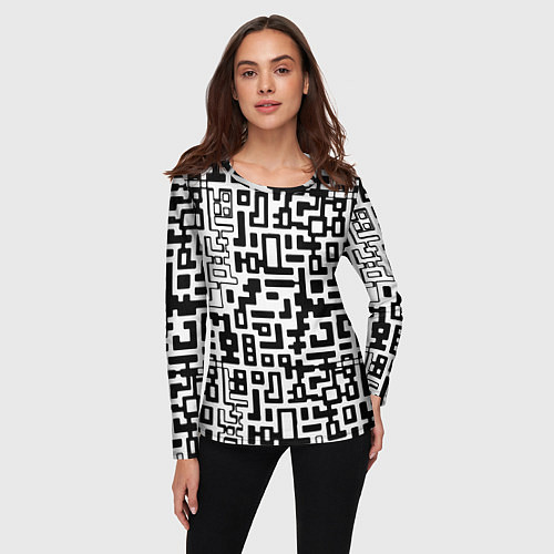 Женский лонгслив Чёрно-белая глитч инфекция / 3D-принт – фото 3