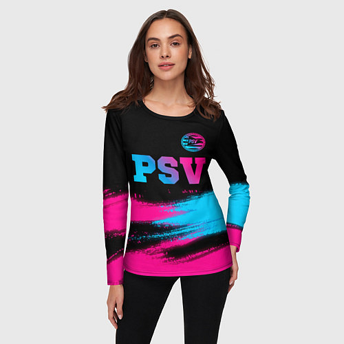 Женский лонгслив PSV - neon gradient посередине / 3D-принт – фото 3
