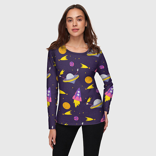 Женский лонгслив Космические приключения / 3D-принт – фото 3