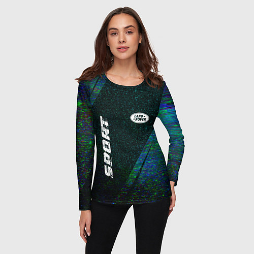 Женский лонгслив Land Rover sport glitch blue / 3D-принт – фото 3