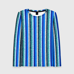Женский лонгслив Сине-бирюзовый полосатый