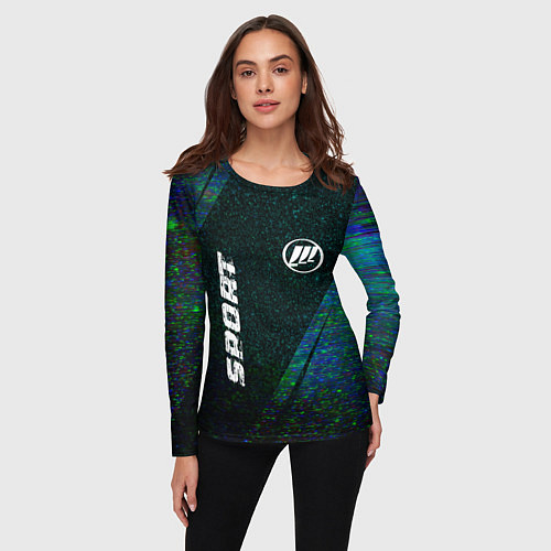 Женский лонгслив Lifan sport glitch blue / 3D-принт – фото 3