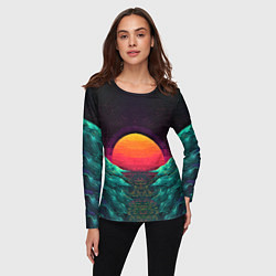 Лонгслив женский Пиксельный ретро закат, цвет: 3D-принт — фото 2