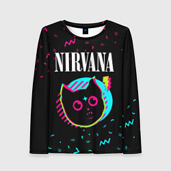 Лонгслив женский Nirvana - rock star cat, цвет: 3D-принт