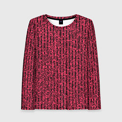 Лонгслив женский Чёрно-розовый абстрактный полосы, цвет: 3D-принт