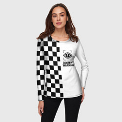 Лонгслив женский Content Warning шашечки, цвет: 3D-принт — фото 2