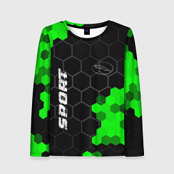 Лонгслив женский Jaguar green sport hexagon, цвет: 3D-принт