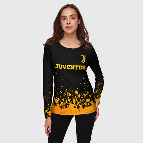 Женский лонгслив Juventus - gold gradient посередине / 3D-принт – фото 3