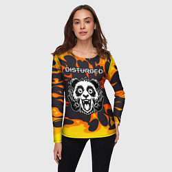 Лонгслив женский Disturbed рок панда и огонь, цвет: 3D-принт — фото 2