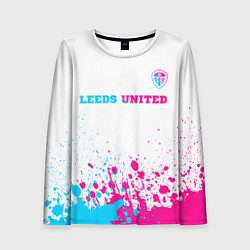 Лонгслив женский Leeds United neon gradient style посередине, цвет: 3D-принт