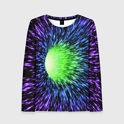 Женский лонгслив Червоточина - градиентные лучи со свечением