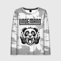 Женский лонгслив Lindemann рок панда на светлом фоне