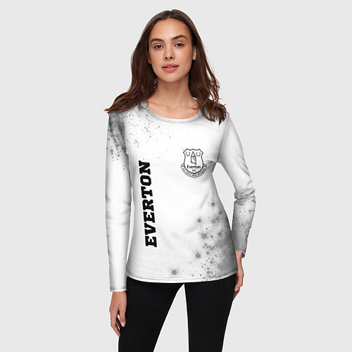 Женский лонгслив Everton sport на светлом фоне вертикально / 3D-принт – фото 3
