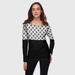 Лонгслив женский Чёрно-белый узором, цвет: 3D-принт — фото 2