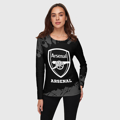 Женский лонгслив Arsenal sport на темном фоне / 3D-принт – фото 3