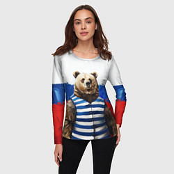 Лонгслив женский Медведь и флаг России, цвет: 3D-принт — фото 2