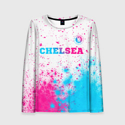 Лонгслив женский Chelsea neon gradient style посередине, цвет: 3D-принт