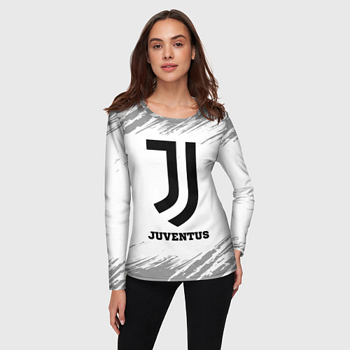 Женский лонгслив Juventus sport на светлом фоне / 3D-принт – фото 3