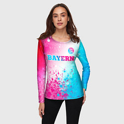 Лонгслив женский Bayern neon gradient style посередине, цвет: 3D-принт — фото 2