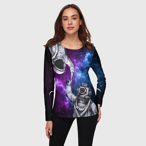 Женский лонгслив Сотворение космонавт и водолаз / 3D-принт – фото 3
