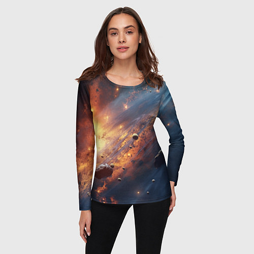 Женский лонгслив Вселенная и планеты / 3D-принт – фото 3