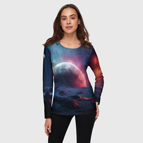 Женский лонгслив Фантастика космос и планета / 3D-принт – фото 3