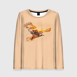 Лонгслив женский Летящий орел и пейзаж на закате, цвет: 3D-принт