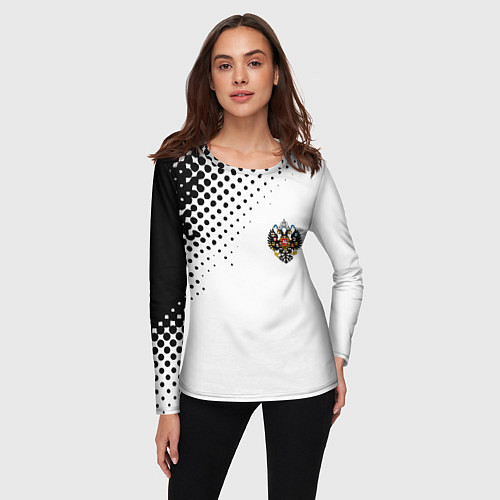 Женский лонгслив Герб РФ спорт абстракция / 3D-принт – фото 3