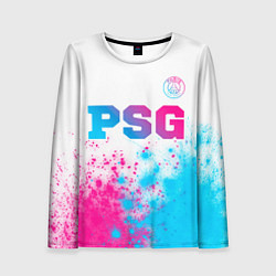 Лонгслив женский PSG neon gradient style посередине, цвет: 3D-принт