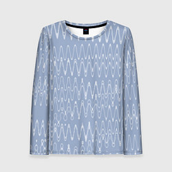 Лонгслив женский Кривые линии серо-голубой, цвет: 3D-принт