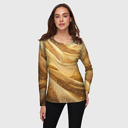 Лонгслив женский Золотистая текстура с блестками, цвет: 3D-принт — фото 2