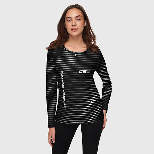 Женский лонгслив Counter Strike 2 metal game lines / 3D-принт – фото 3