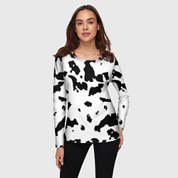 Лонгслив женский Черно белый пятнистый узор, цвет: 3D-принт — фото 2