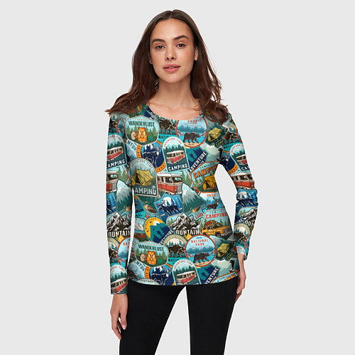 Женский лонгслив Adventure stickers / 3D-принт – фото 3