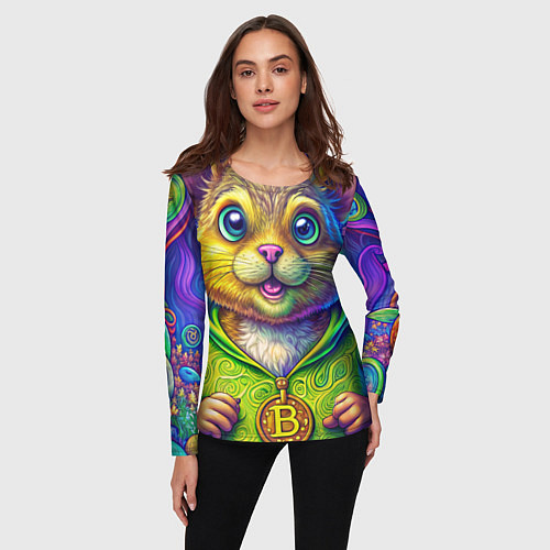 Женский лонгслив Хомяк и биткоин / 3D-принт – фото 3