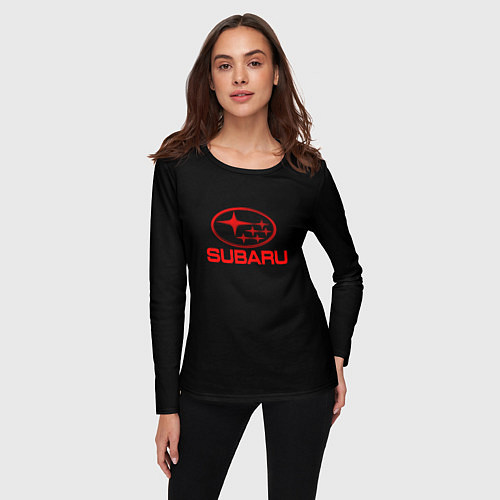 Женский лонгслив Subaru red logo / 3D-принт – фото 3