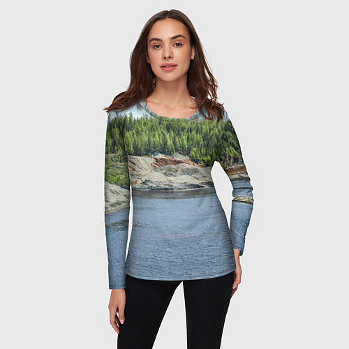 Женский лонгслив Троицко-байновское месторождение глины / 3D-принт – фото 3