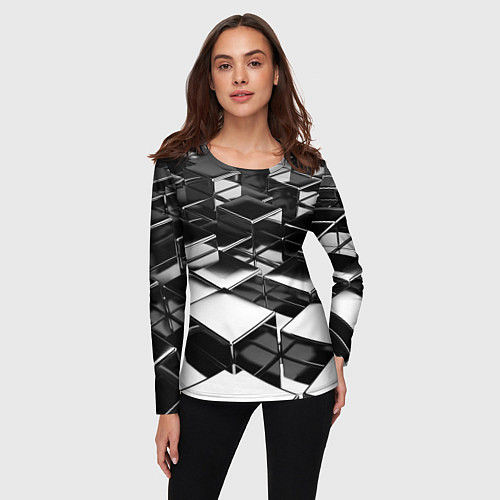 Женский лонгслив Хромированная абстракция / 3D-принт – фото 3