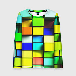 Лонгслив женский Оптические кубы, цвет: 3D-принт