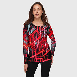 Лонгслив женский Красно-белая абстракция, цвет: 3D-принт — фото 2