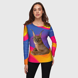 Лонгслив женский Мем кот Шлепа, цвет: 3D-принт — фото 2