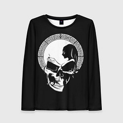 Лонгслив женский Череп оп-арт девушка с книгой, цвет: 3D-принт