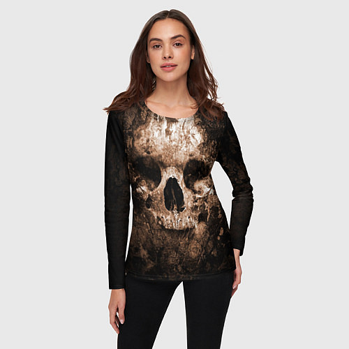 Женский лонгслив Wood skull / 3D-принт – фото 3