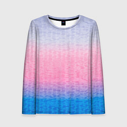 Лонгслив женский Tie-dye color gradient: pink-blue, цвет: 3D-принт