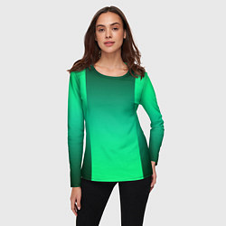Лонгслив женский Яркий зеленый градиентный комбинированный фон, цвет: 3D-принт — фото 2