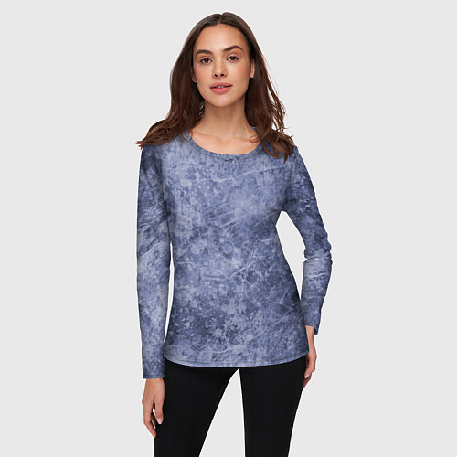 Женский лонгслив Абстракция - синий лёд / 3D-принт – фото 3