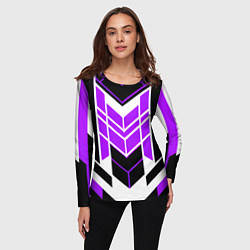 Лонгслив женский Purple and black stripes on a white background, цвет: 3D-принт — фото 2