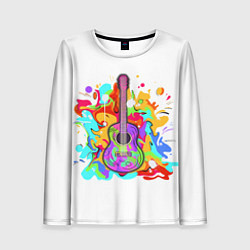 Лонгслив женский Разноцветная гитара, цвет: 3D-принт